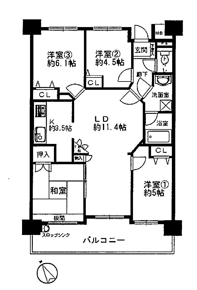 Floor plan. 4LDK, Price 29,800,000 yen, Occupied area 75.03 sq m , Balcony area 12.93 sq m
