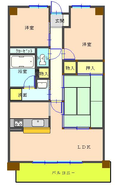 Floor plan. 3LDK, Price 22,800,000 yen, Footprint 60.8 sq m , Balcony area 9.73 sq m