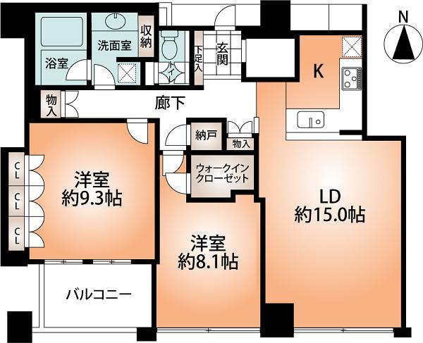 Floor plan. 2LDK + S (storeroom), Price 56 million yen, Occupied area 89.92 sq m , Balcony area 6.58 sq m