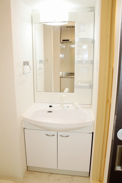 Washroom. Shower with separate wash basin