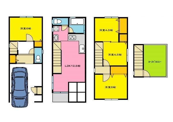 Floor plan. 25,800,000 yen, 4LDK, Land area 54.01 sq m , Building area 99.17 sq m