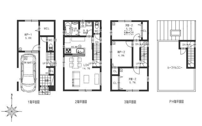 Floor plan. 33,800,000 yen, 4LDK, Land area 52.8 sq m , Building area 96.34 sq m floor plan