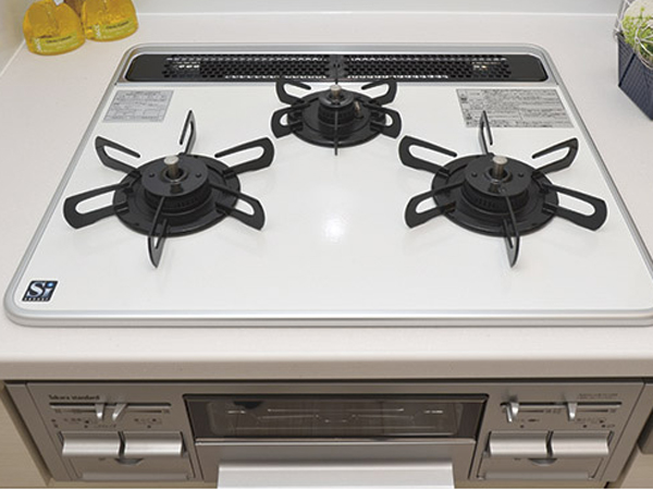 Kitchen.  [Hyper-glass coat top stove] Adoption of a strong heat-resistant enamel top plate to heat and shock. Forgetting to turn off function, A convenient, such as temperature control function is equipped with safety features (same specifications)