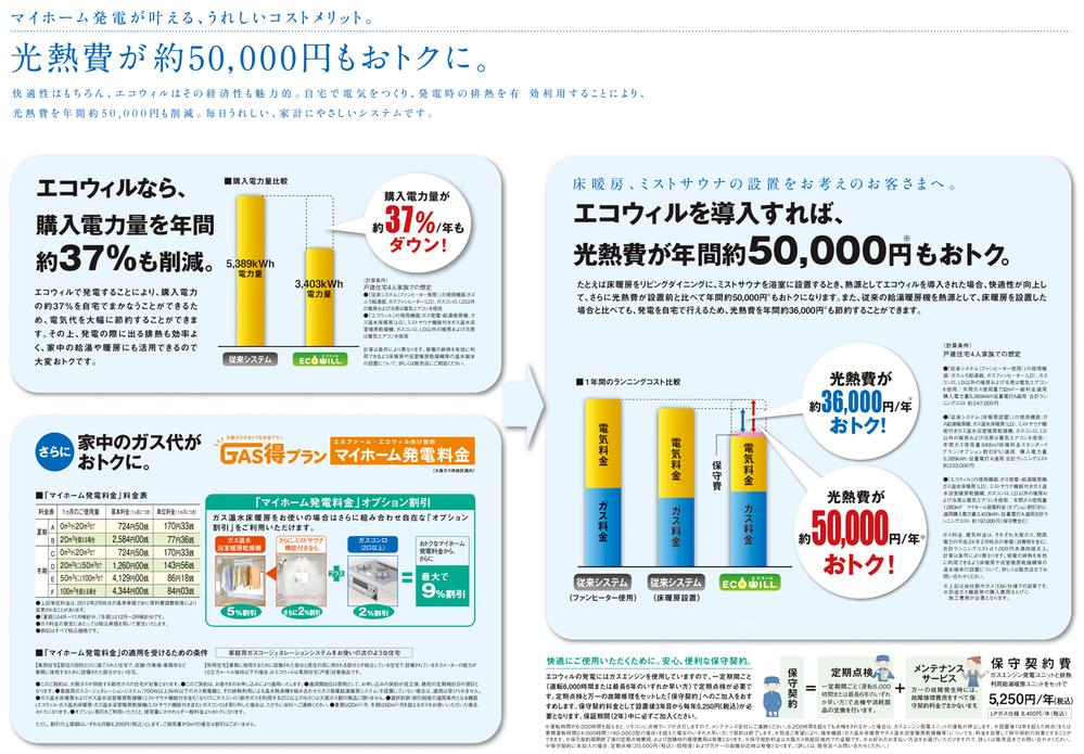 Power generation ・ Hot water equipment. Utility bills significant savings in the standard equipment!