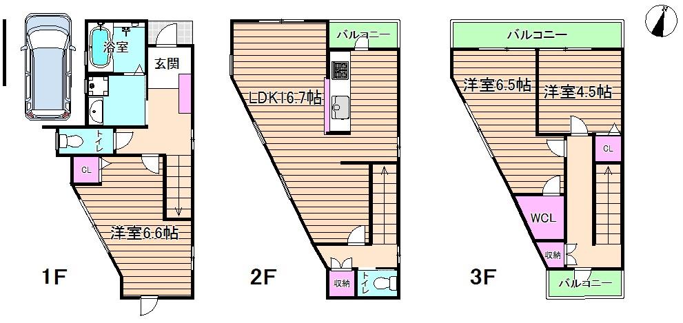 Floor plan. 34,800,000 yen, 3LDK, Land area 51.39 sq m , Building area 96.98 sq m free plan (you can freely change)