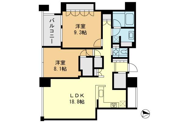 Floor plan. 2LDK, Price 56 million yen, Occupied area 89.92 sq m , Balcony area 6.58 sq m