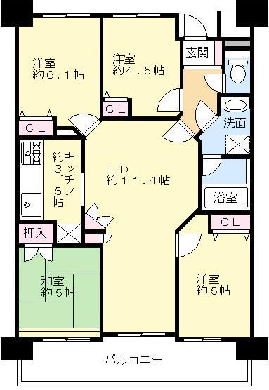 Floor plan. 4LDK, Price 29,800,000 yen, Footprint 90.6 sq m , Balcony area 17.31 sq m