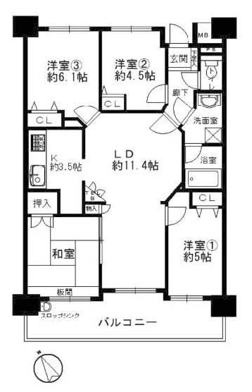 Floor plan. 4LDK, Price 29,800,000 yen, Occupied area 75.03 sq m , Balcony area 12.93 sq m 2013 July gas stove ・ Heated toilet seat had made, LDK flooring re-covering, Tatami mat replacement, Renovated with lighting equipment