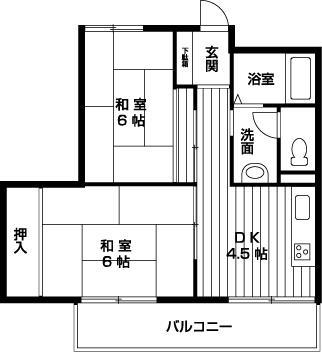Floor plan. 2DK, Price 8.8 million yen, Occupied area 42.26 sq m , Balcony area 7.51 sq m