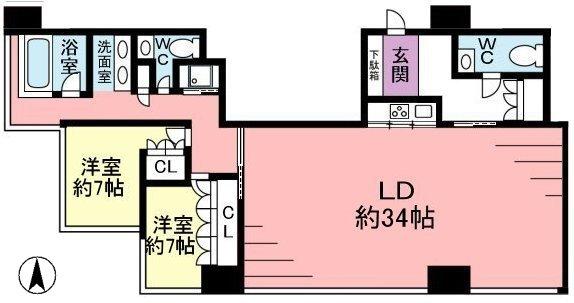 Floor plan. 2LDK, Price 100 million 28.5 million yen, Footprint 135.81 sq m