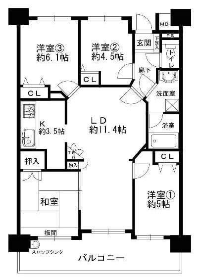 Floor plan. 4LDK, Price 29,800,000 yen, Occupied area 75.03 sq m , Balcony area 12.93 sq m   ・ LD is the center of the room