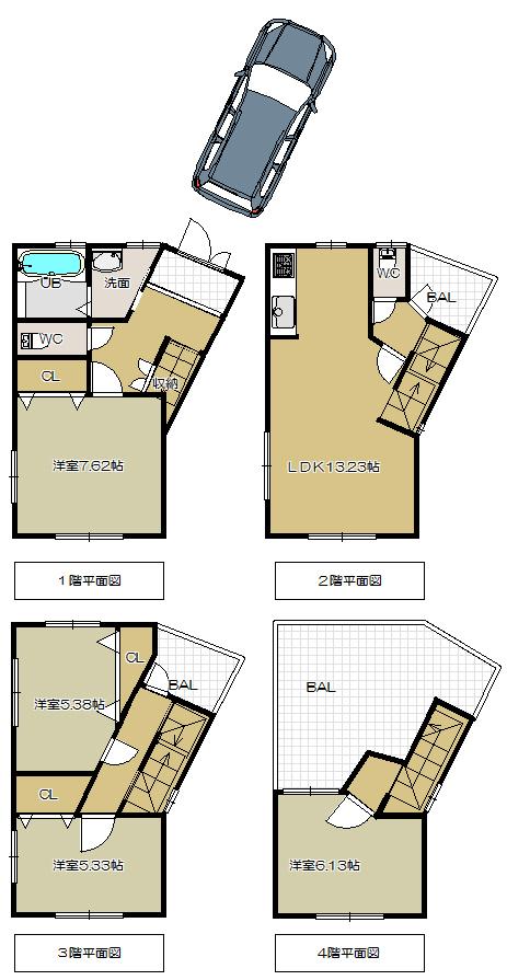 Floor plan. 25,800,000 yen, 4LDK, Land area 59.36 sq m , Building area 93.67 sq m