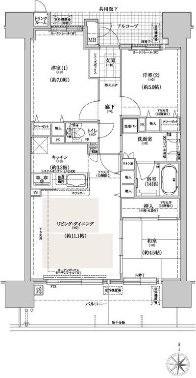 Floor: 3LDK, occupied area: 70.09 sq m, Price: 30.1 million yen