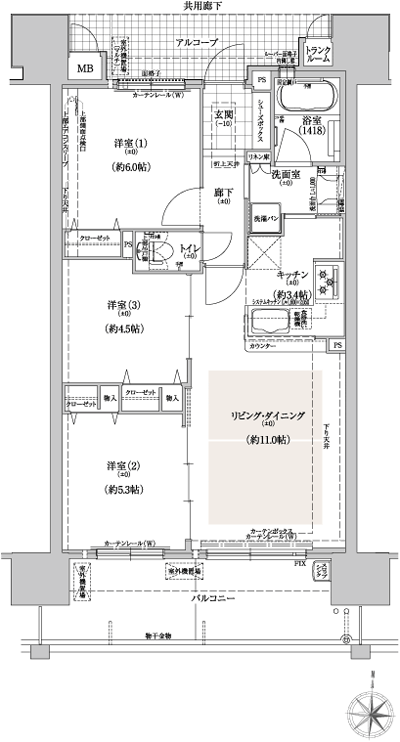 Floor: 3LDK, occupied area: 64.69 sq m, Price: 30.3 million yen