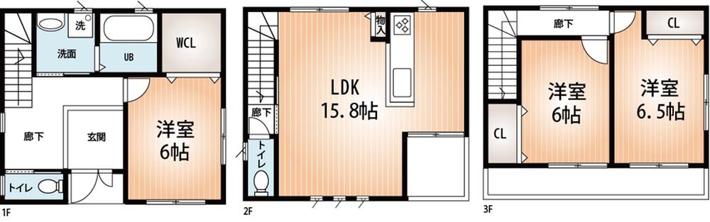 Floor plan. 39,800,000 yen, 3LDK, Land area 74.27 sq m , Building area 93.88 sq m