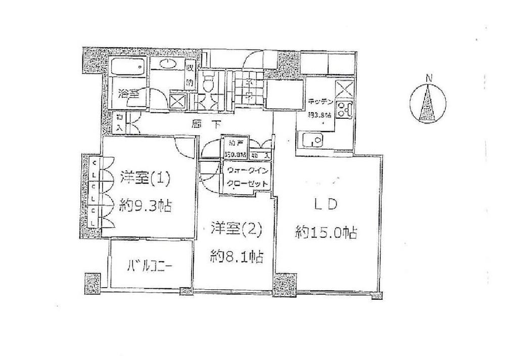 Floor plan. 2LDK, Price 56 million yen, Occupied area 89.92 sq m , Balcony area 6.58 sq m