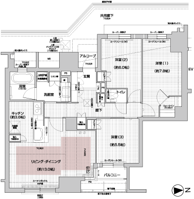 Floor: 3LDK, occupied area: 83.14 sq m, Price: 46.5 million yen