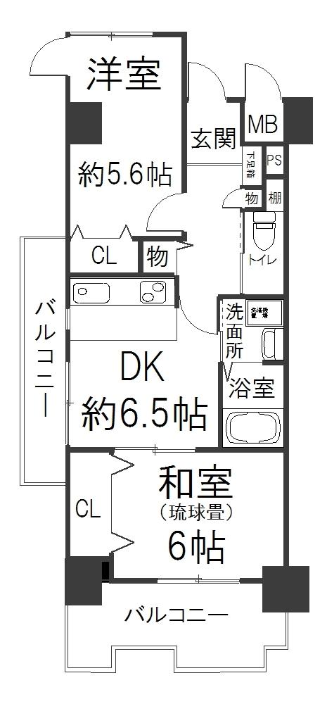 Floor plan. 2DK, Price 14.8 million yen, Occupied area 44.48 sq m , Balcony area 10.8 sq m 2DK Footprint: 44.48 sq m