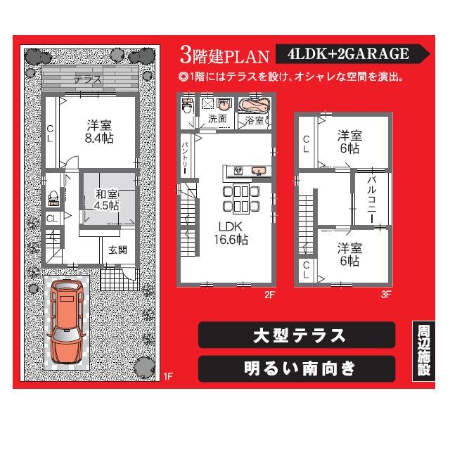 Floor plan. 34,800,000 yen, 4LDK, Land area 73.21 sq m , Building area 108.54 sq m plan example