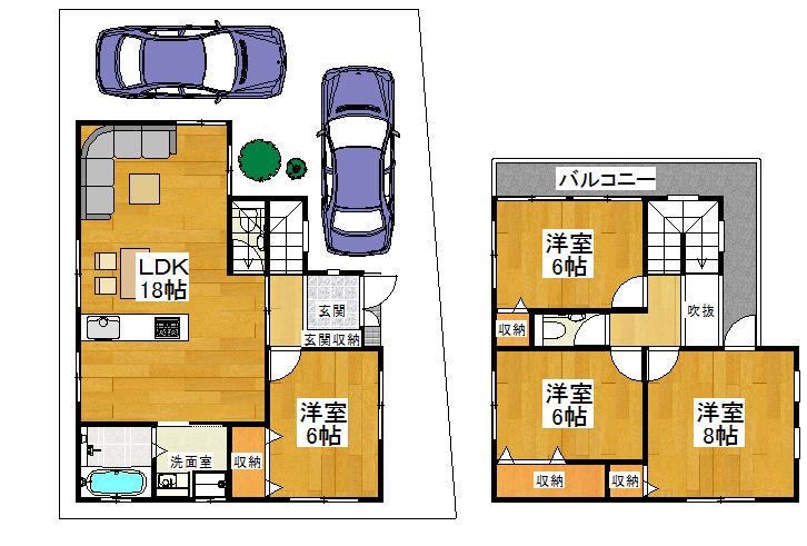 Floor plan. 51,800,000 yen, 4LDK, Land area 106.11 sq m , Building area 92 sq m