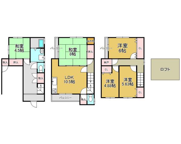 Floor plan. 19,800,000 yen, 5LDK, Land area 53.66 sq m , Clear some floor plan of the building area 116.88 sq m 5LDK, Please one room for children ☆ 