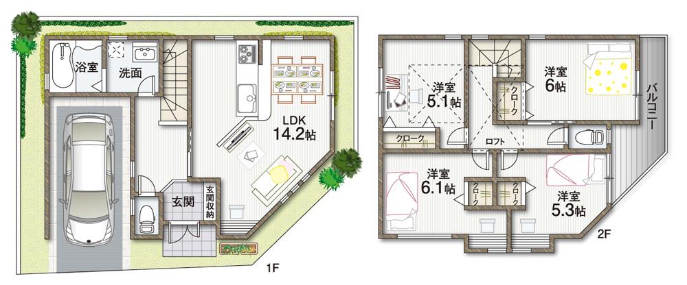 Floor plan. 33,800,000 yen, 4LDK, Land area 71.83 sq m , Building area 88.69 sq m floor plan changes can be freely