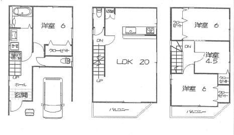 Floor plan. 36,800,000 yen, 4LDK, Land area 58.84 sq m , Building area 58.84 sq m 4LDK + is a floor plan of the garage
