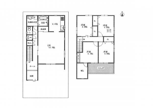 Floor plan. 49,800,000 yen, 4LDK, Land area 112.59 sq m , Building area 115.76 sq m