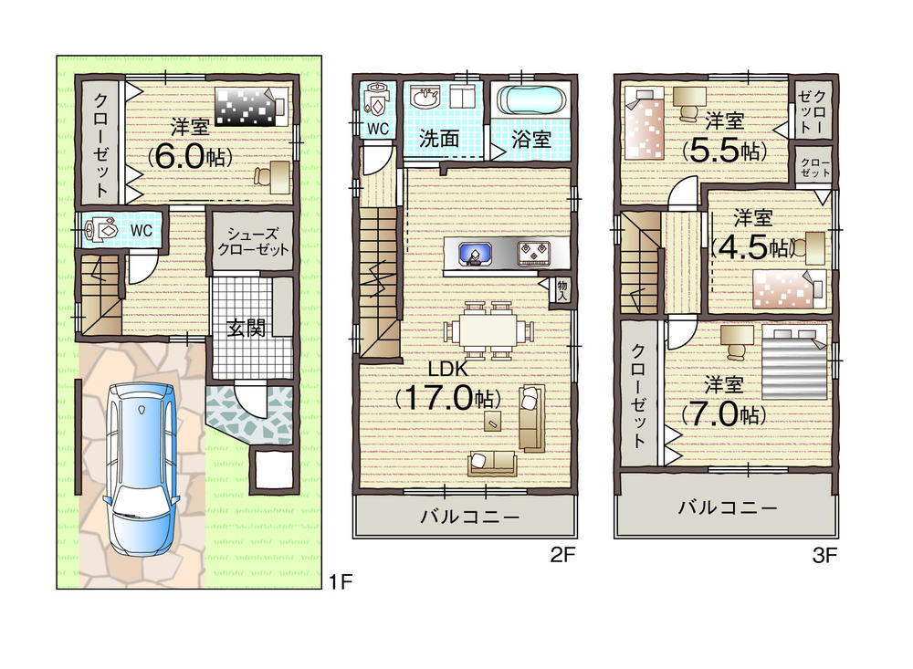Floor plan. 32,800,000 yen, 4LDK, Land area 74 sq m , Building area 100 sq m shoes CL Parenting ・ Housework music upstairs basin bus!