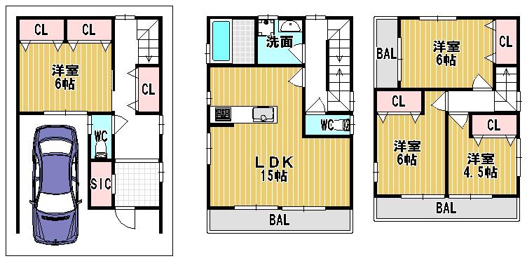 Floor plan. (F No. land), Price 31,800,000 yen, 4LDK, Land area 56.3 sq m , Building area 104.33 sq m