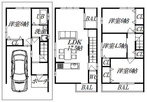 Building plan example (floor plan). Building plan example Building price 12,450,000 yen, Building area 80 sq m  ~