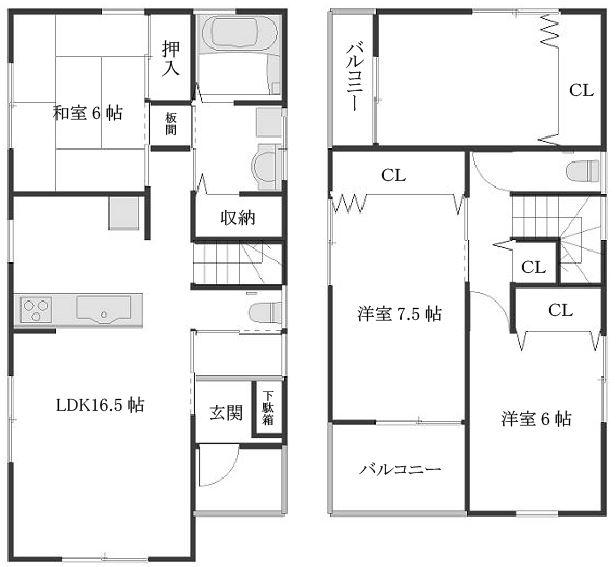Floor plan. 37,900,000 yen, 4LDK, Land area 119.76 sq m , Building area 95 sq m Price: 37,800,000 yen