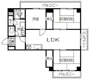 Floor plan. 3LDK, Price 12.8 million yen, Occupied area 64.74 sq m , Balcony area 16.32 sq m