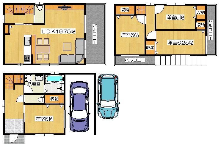 Floor plan. 26,800,000 yen, 4LDK, Land area 70.79 sq m , Building area 70 sq m B No. land