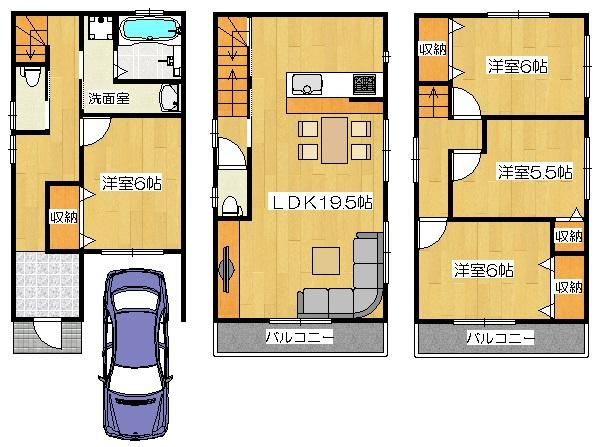 Floor plan. 26,800,000 yen, 4LDK, Land area 70.79 sq m , Building area 70 sq m C No. land