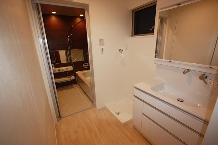 Wash basin, toilet. Spacious wash room