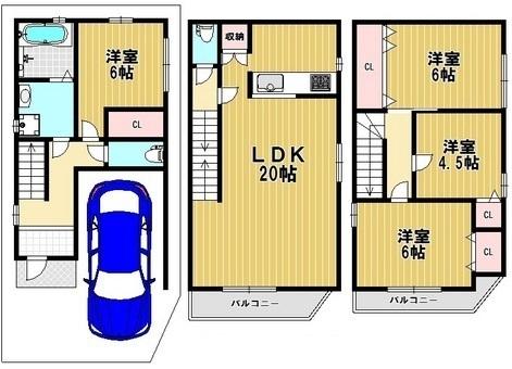 Floor plan. 36,600,000 yen, 4LDK, Land area 58.84 sq m , Building area 113.43 sq m happy living 20 quires plan! !