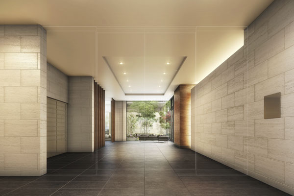 Features of the building.  [Entrance hall] Entrance Hall of the floors and walls were nestled in porcelain tiles, It arranged a soft indirect lighting, Realize the space of a calm Yingbin. Beginning a gentle tone, Large windows, such as the sun is facing the play lot pour in, Brings the space of relaxation (Rendering)