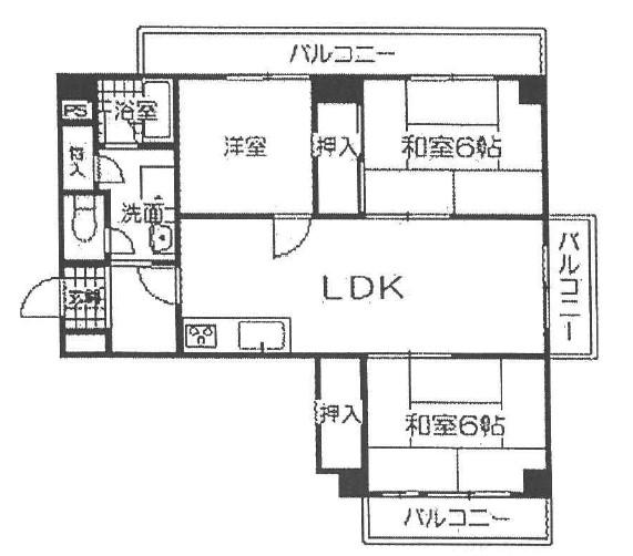 Floor plan. 3LDK, Price 11.8 million yen, Occupied area 64.74 sq m , Is a floor plan of the balcony area 16.32 sq m 3LDK
