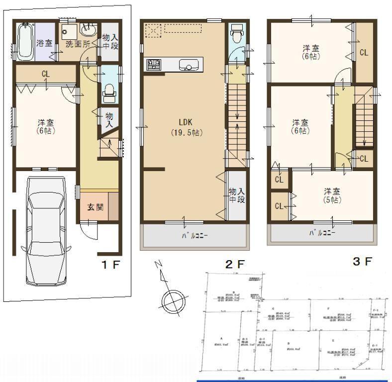 Floor plan. (A No. land), Price 32,800,000 yen, 4LDK, Land area 62.4 sq m , Building area 117.99 sq m