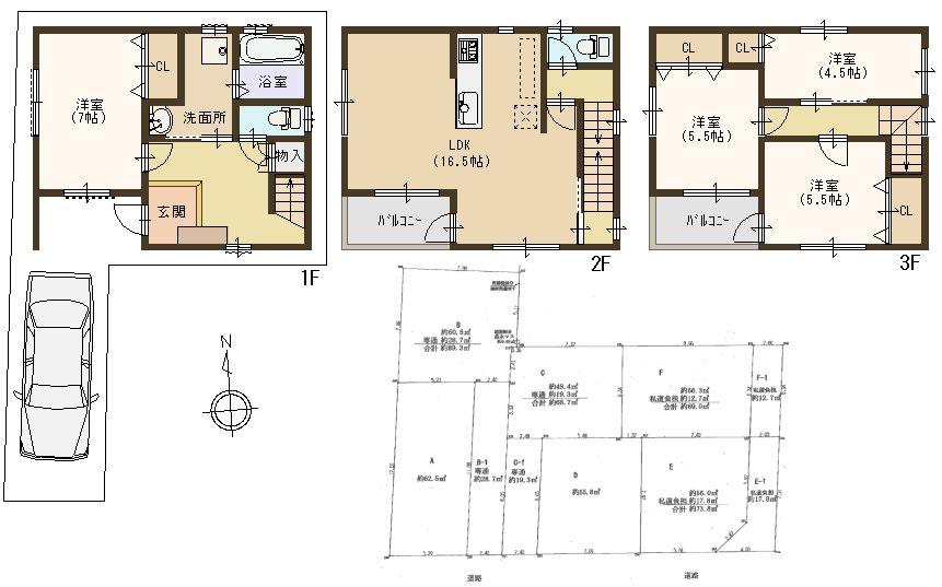 Floor plan. (C No. land), Price 29,800,000 yen, 4LDK, Land area 68.7 sq m , Building area 100.59 sq m