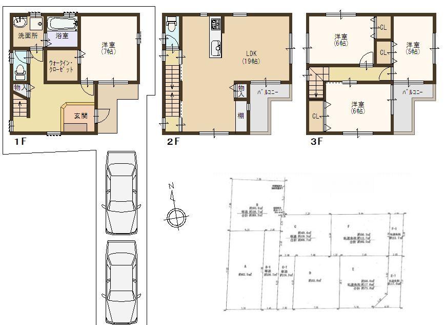Floor plan. (B No. land), Price 32,800,000 yen, 4LDK, Land area 89.3 sq m , Building area 111.78 sq m