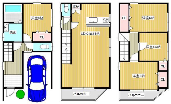 Floor plan. 36,600,000 yen, 4LDK, Land area 58.84 sq m , Building area 113.43 sq m