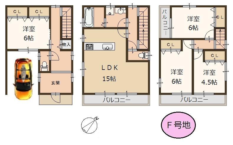 Floor plan. (F No. land), Price 31,800,000 yen, 4LDK, Land area 56.3 sq m , Building area 104.33 sq m
