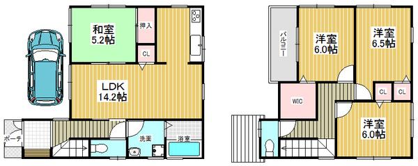 Floor plan. 23.5 million yen, 4LDK, Land area 90.36 sq m , Building area 93.15 sq m