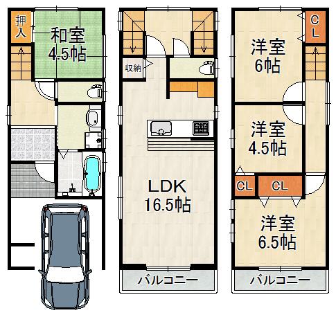 Other building plan example. Building plan example (No. 1 place) building price 18 million yen, Building area 94.77 sq m