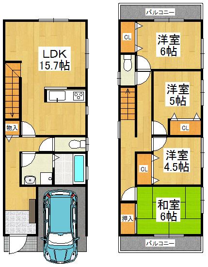Floor plan. 35 million yen, 4LDK, Land area 91.48 sq m , Building area 110.13 sq m
