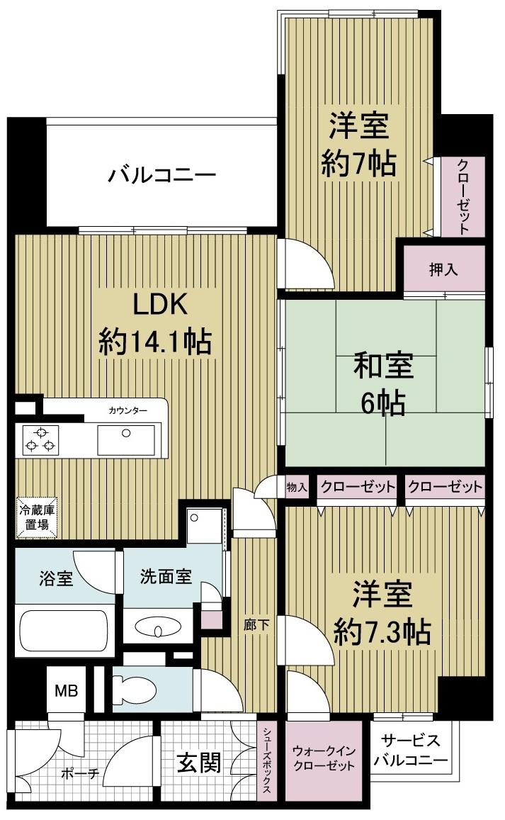 Floor plan. 2LDK + S (storeroom), Price 33,300,000 yen, Occupied area 79.02 sq m , Balcony area 8.01 sq m