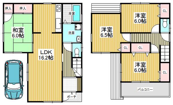 Floor plan. 22,800,000 yen, 4LDK, Land area 88.51 sq m , Building area 95.18 sq m