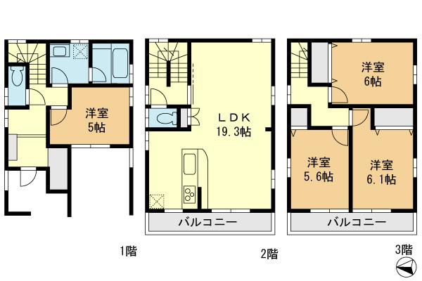 Floor plan. 33,800,000 yen, 4LDK, Land area 63.37 sq m , Building area 108.93 sq m